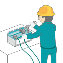 低圧で使用する蓄電池などのねじ止め作業